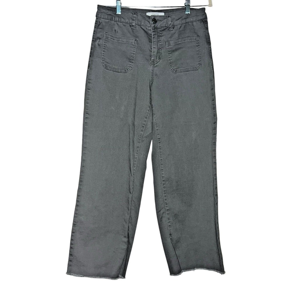 Royalty For Me Womens Gray Wide Leg High Rise Raw Hem Jeans Size 10 WP121471